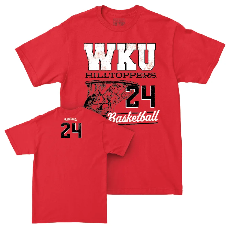 Men's basketball T-shirt current fashion -WKU Men's Basketball Red Hoops Tee - Tyrone Marshall | #24