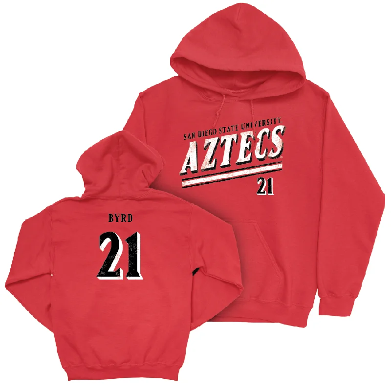 Men's hoodies performance-style -SDSU Men's Basketball Red Slant Hoodie - Miles Byrd #21