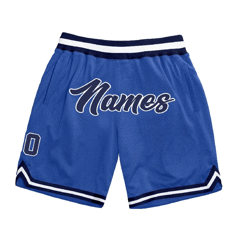 Men's basketball shorts dynamic-style -Custom Blue Navy-White Authentic Throwback Basketball Shorts