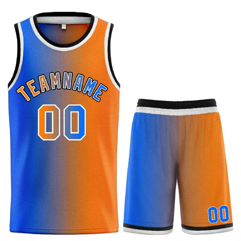 Men's basketball uniform player ensemble -Custom Orange Royal-Black Bull Gradient Fashion Sets Basketball Jersey