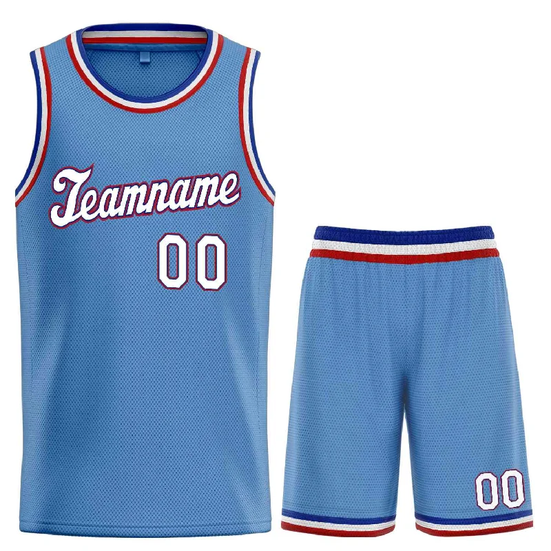 Men's basketball uniform sports outfit -Custom Light Blue White-Red Classic Sets Sports Uniform Basketball Jersey