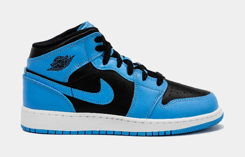 Basketball shoes budget -Air Jordan 1 Retro Mid University Blue Grade School Lifestyle Shoes (Black/Blue)