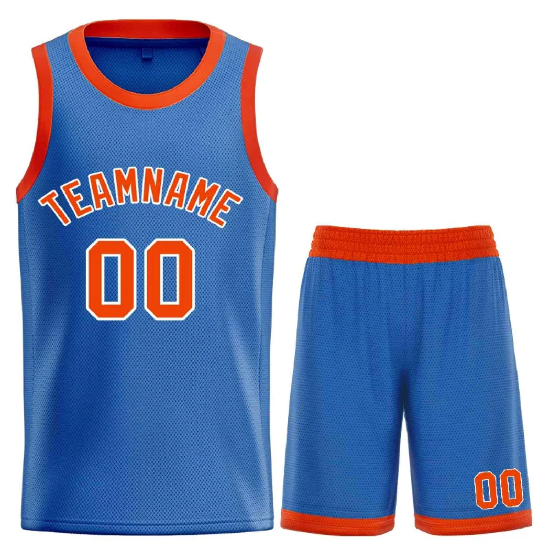 Men's basketball uniform number printing -Custom Blue Orange-White Bull Classic Sets Curved Basketball Jersey