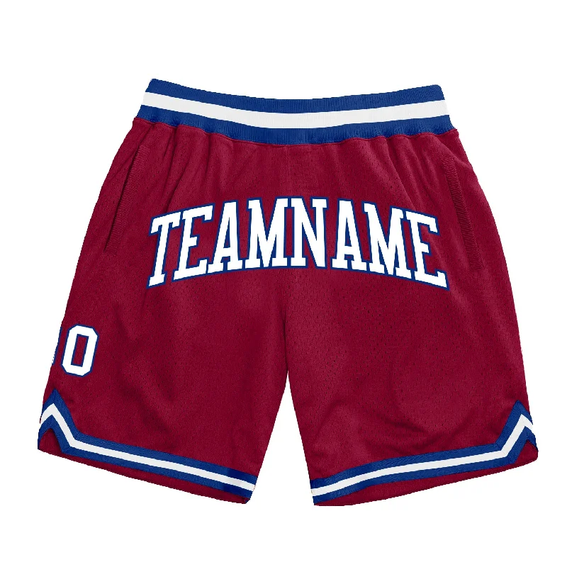 Men's basketball shorts cooling-dynamic -Custom Maroon White-Royal Authentic Throwback Basketball Shorts