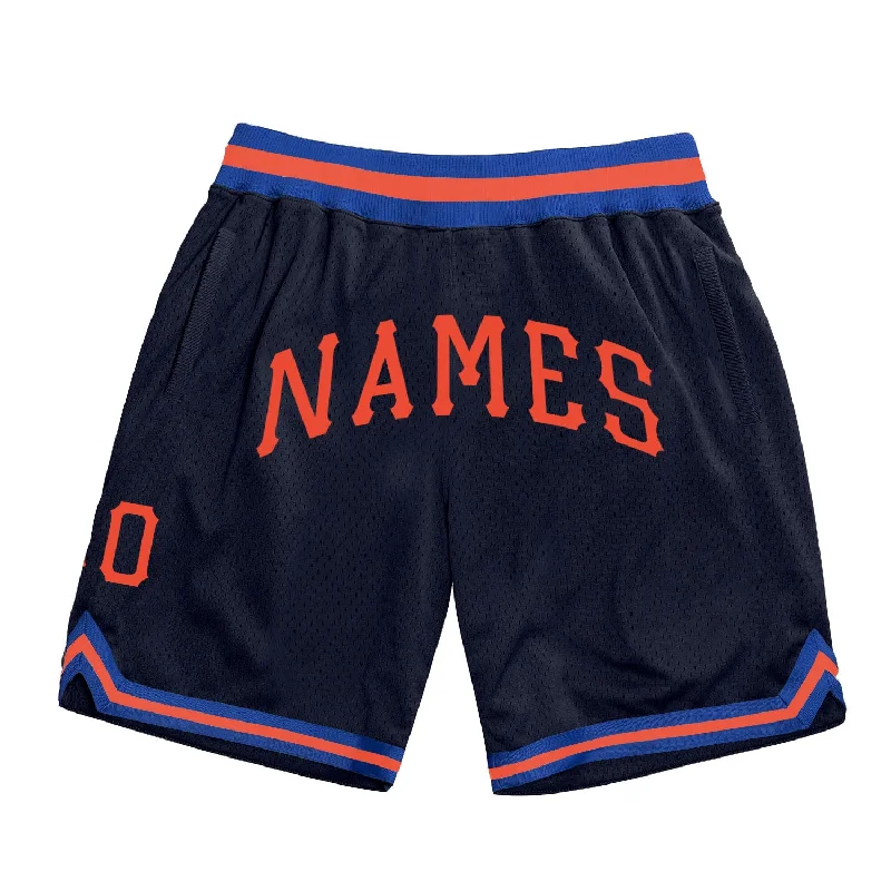 Men's basketball shorts sport-urban -Custom Navy Orange-Royal Authentic Throwback Basketball Shorts