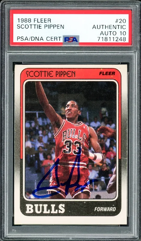 Men's basketball card athletic kit -Scottie Pippen Autographed 1988-89 Fleer Rookie Card #20 Chicago Bulls Auto Grade Gem Mint 10 PSA/DNA #71811248