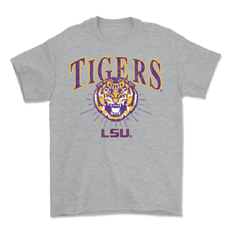 Men's basketball T-shirt intense workout tee -Men's Basketball Sport Grey Tigers Tee - Adam Benhayoune