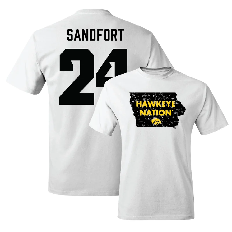 Men's basketball T-shirt high-energy tee -Men's Basketball White State Comfort Colors Tee - Pryce Sandfort