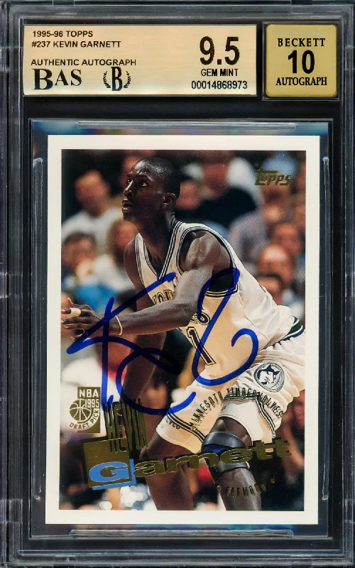 Men's basketball card high-value pack -Kevin Garnett Autographed 1995-96 Topps Rookie Card #237 Minnesota Timberwolves BGS 9.5 Auto Grade Gem Mint 10 Beckett BAS #14868973