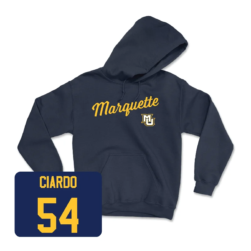 Men's hoodies subtle -Navy Men's Basketball Script Hoodie - Jake Ciardo