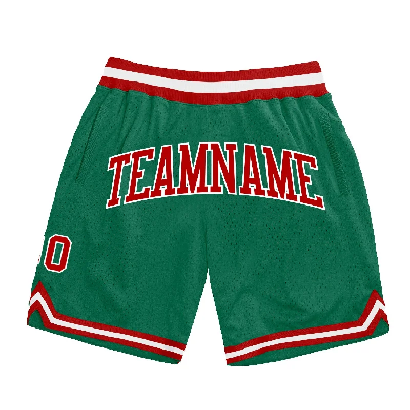 Men's basketball shorts moisture-hybrid -Custom Kelly Green Red-White Authentic Throwback Basketball Shorts