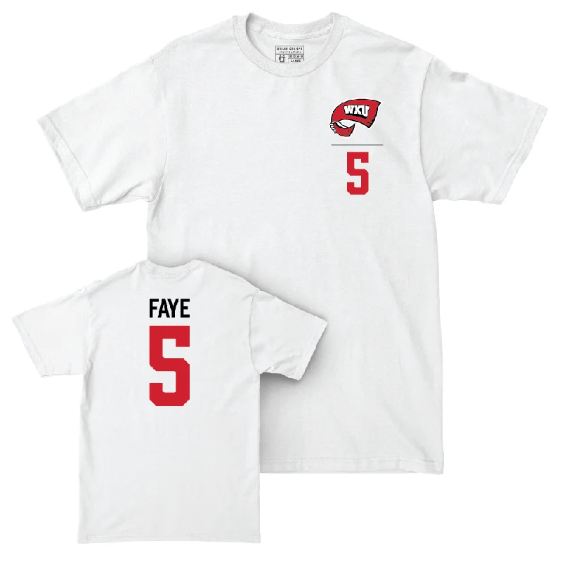 Men's basketball T-shirt quality tops -WKU Men's Basketball White Logo Comfort Colors Tee - Babacar Faye | #5