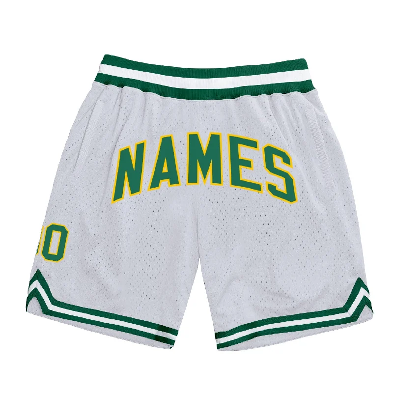 Men's basketball shorts urban-fit -Custom White Kelly Green-Gold Authentic Throwback Basketball Shorts