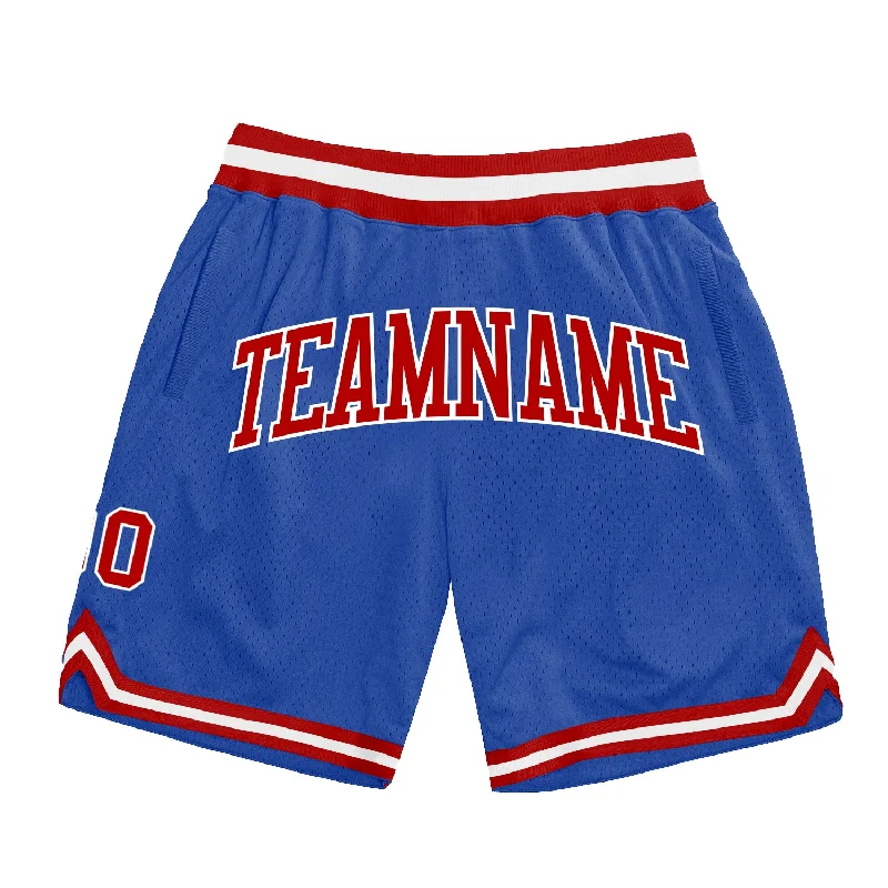 Men's basketball shorts durable-sleek -Custom Blue Red-White Authentic Throwback Basketball Shorts