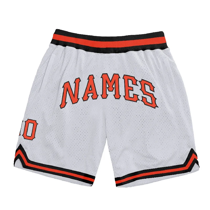 Men's basketball shorts quick-hybrid -Custom White Orange-Black Authentic Throwback Basketball Shorts