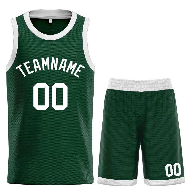 Men's basketball uniform competition ready -Custom Hunter Green WhiteBull Classic Sets Curved Basketball Jersey