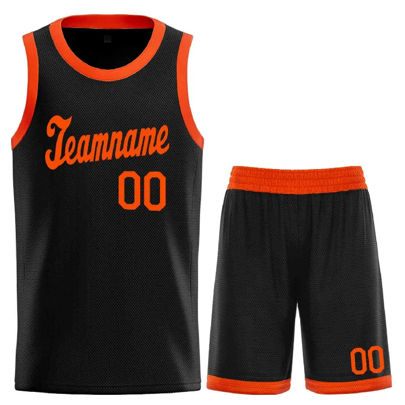 Men's basketball uniform player shorts -Custom Black Orange Classic Sets Sports Uniform Basketball Jersey