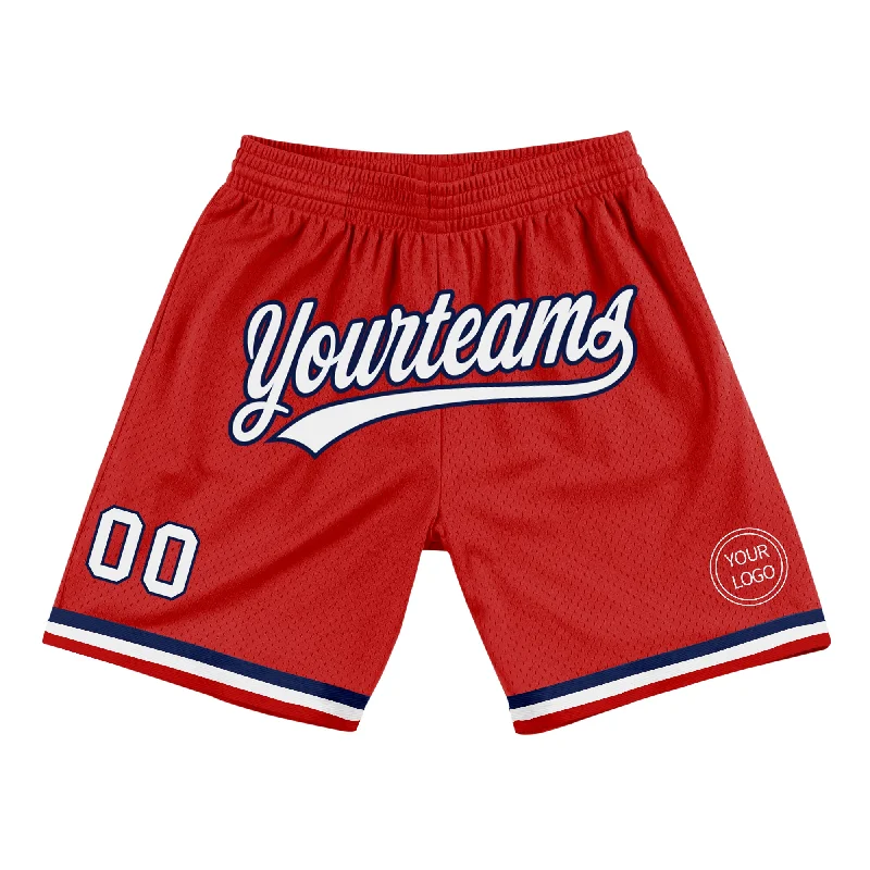 Men's basketball shorts active-pro -Custom Red White-Navy Authentic Throwback Basketball Shorts