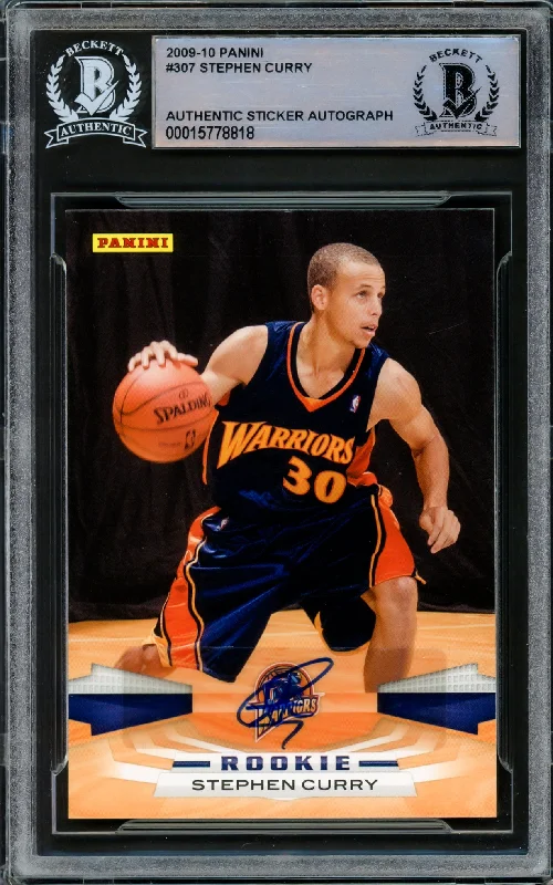 Men's basketball card pro-level rarity -Stephen Curry Autographed 2009-10 Panini Rookie Card #307 Golden State Warriors Beckett BAS #15778818