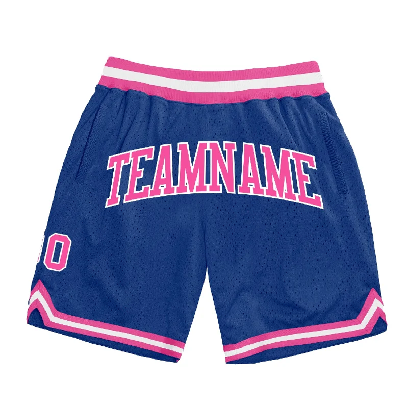 Men's basketball shorts elite -Custom Royal Pink-White Authentic Throwback Basketball Shorts