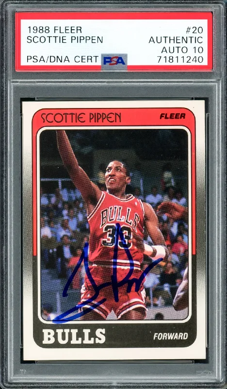 Men's basketball card lightweight kit -Scottie Pippen Autographed 1988-89 Fleer Rookie Card #20 Chicago Bulls Auto Grade Gem Mint 10 PSA/DNA #71811240