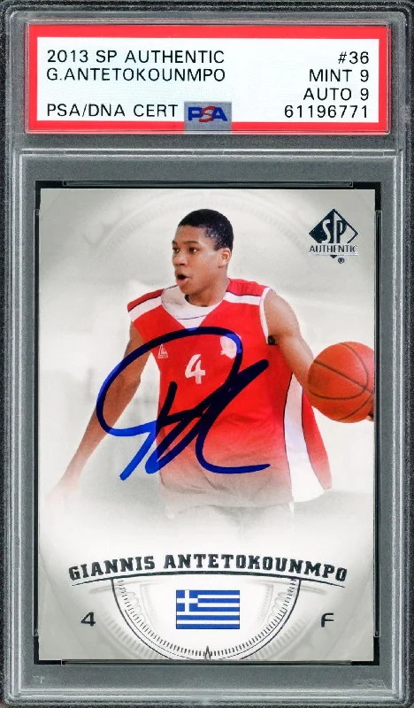 Men's basketball card player package -Giannis Antetokounmpo Autographed 2013 SP Authentic Rookie Card #36 Milwaukee Bucks PSA 9 Auto Grade Mint 9 PSA/DNA #61196771