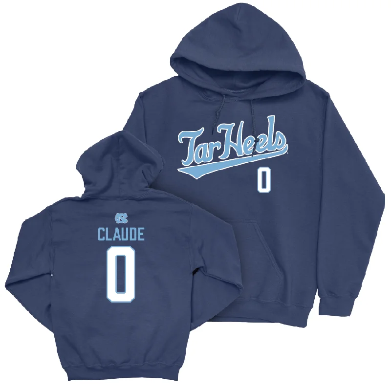 Men's hoodies modern-cut -UNC Men's Basketball Navy Script Hoodie  - Tyzhaun Claude