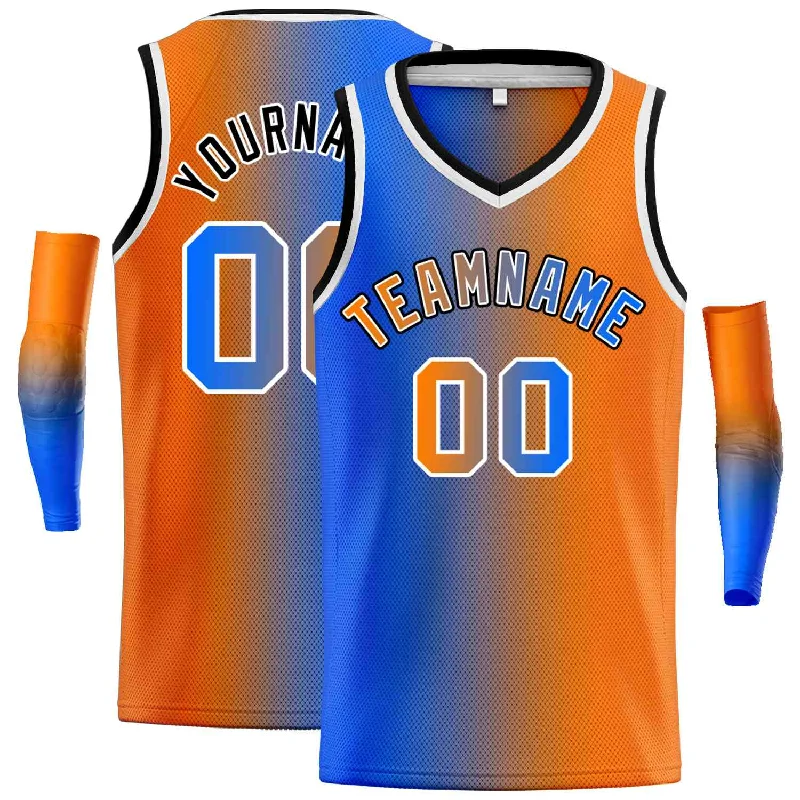 Men's basketball uniform player comfort -Custom Royal Orange-Black Gradient Fashion Tops Basketball Jersey