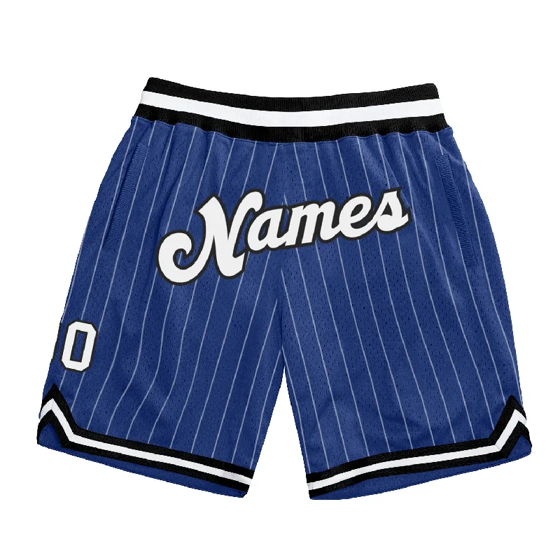 Men's basketball shorts moisture-team -Custom Royal White Pinstripe White-Black Authentic Basketball Shorts