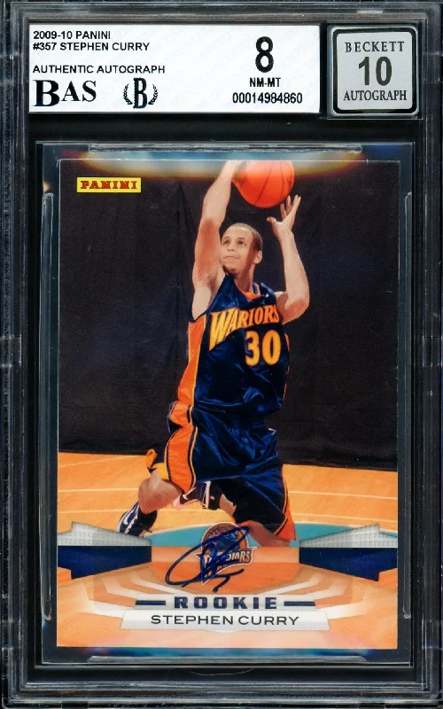 Men's basketball card team collection -Stephen Curry Autographed 2009-10 Panini Rookie Card #357 Golden State Warriors BGS 8 Auto Grade Gem Mint 10 Beckett BAS #14984860