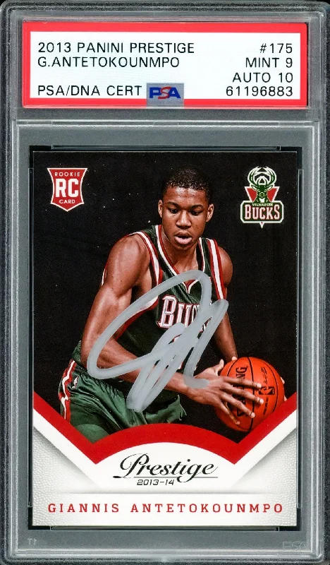 Men's basketball card performance offer -Giannis Antetokounmpo Autographed 2013 Panini Prestige Rookie Card #175 Milwaukee Bucks PSA 9 Auto Grade Gem Mint 10 PSA/DNA #61196883