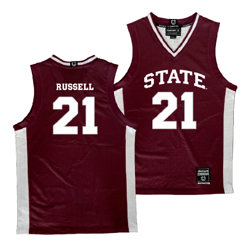 Men's basketball uniform pro package -Mississippi State Men's Basketball Maroon Jersey  - MJ Russell