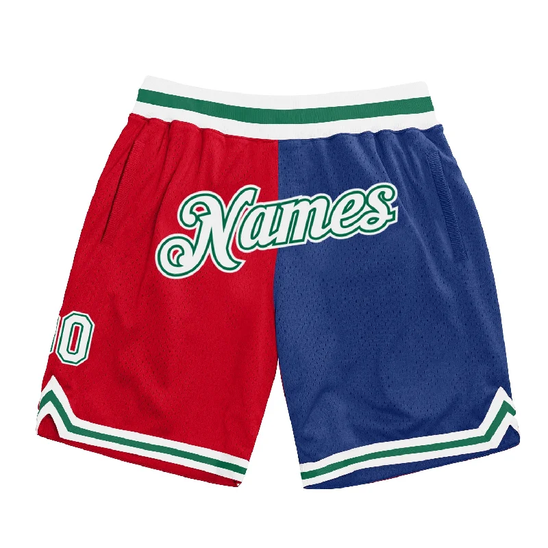 Men's basketball shorts pro-rugged -Custom Red White-Royal Authentic Throwback Split Fashion Basketball Shorts