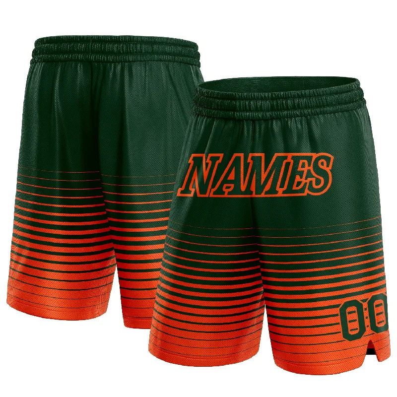 Men's basketball shorts vibrant-style -Custom Green Orange Pinstripe Fade Fashion Authentic Basketball Shorts