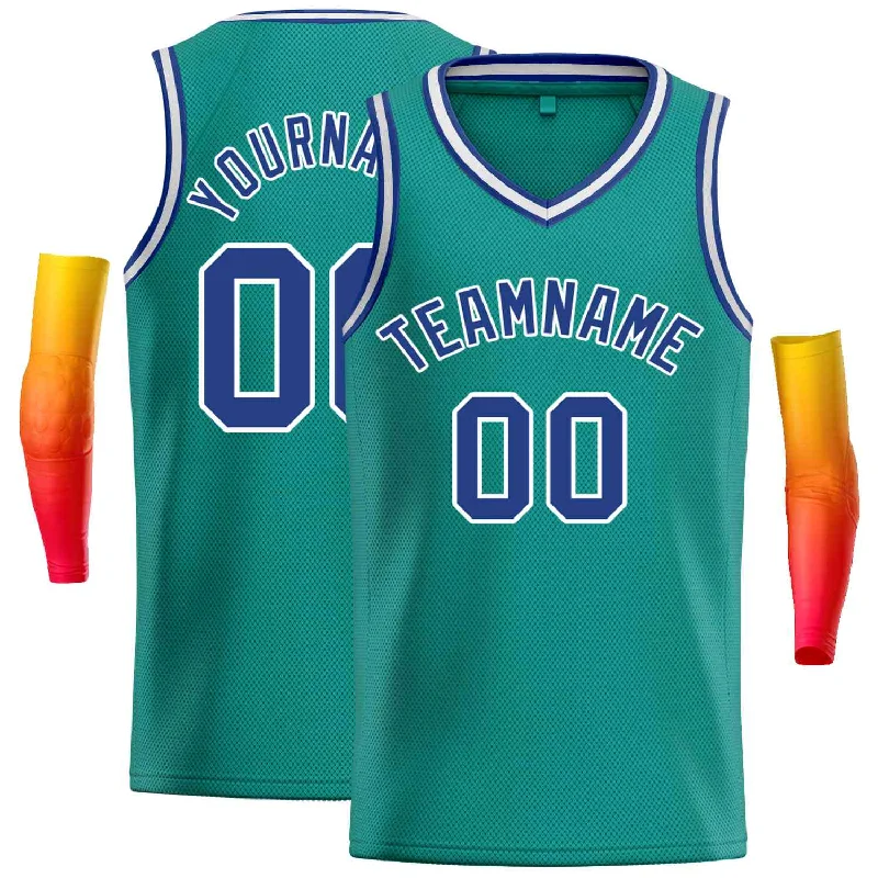 Men's basketball uniform stylish cuts -Custom Teal Blue-White Classic Tops Men Casual Basketball Jersey