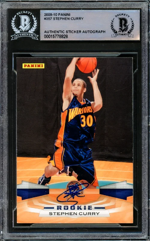 Men's basketball card sports collectible -Stephen Curry Autographed 2009-10 Panini Rookie Card #357 Golden State Warriors Beckett BAS #15778828