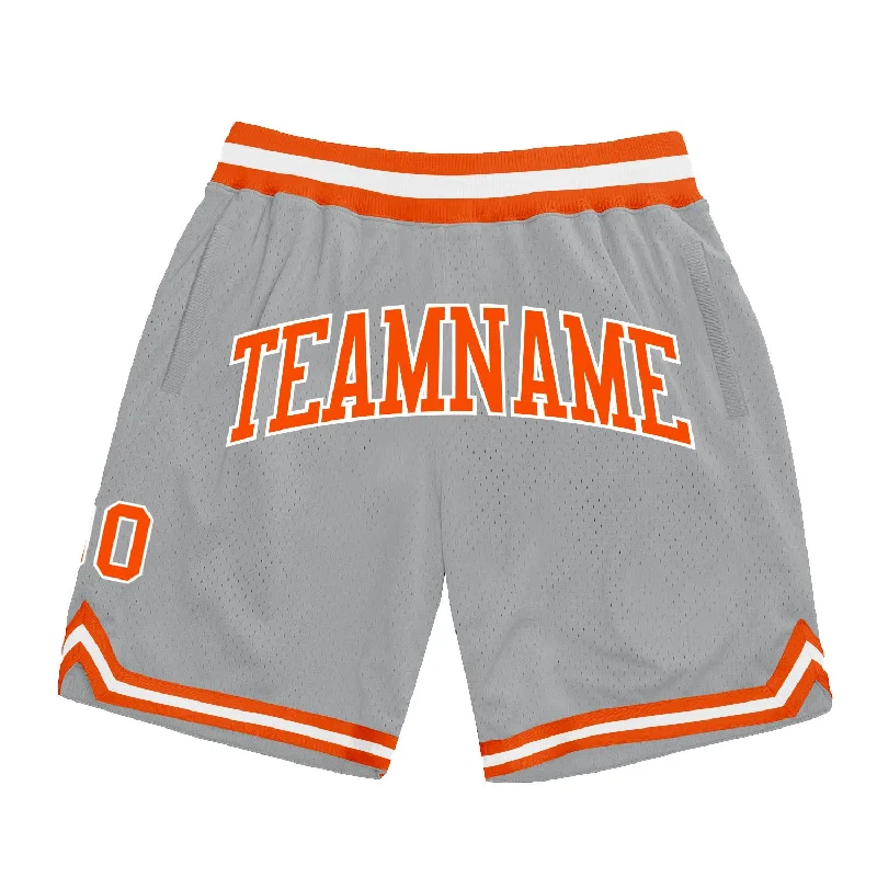 Men's basketball shorts active-rugged -Custom Gray Orange-White Authentic Throwback Basketball Shorts