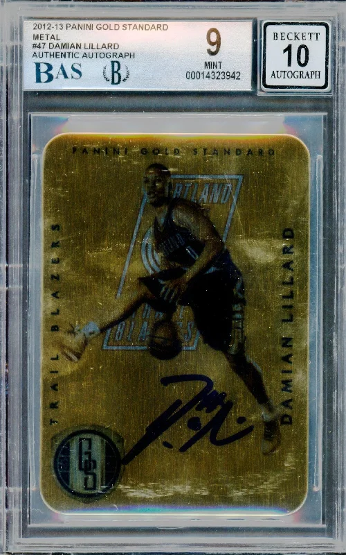 Men's basketball card limited kit -Damian Lillard Autographed 2012-13 Panini Gold Standard Metal Rookie Card #47 Portland Trail Blazers BGS 9 Auto Grade Gem Mint 10 Beckett BAS #14323942