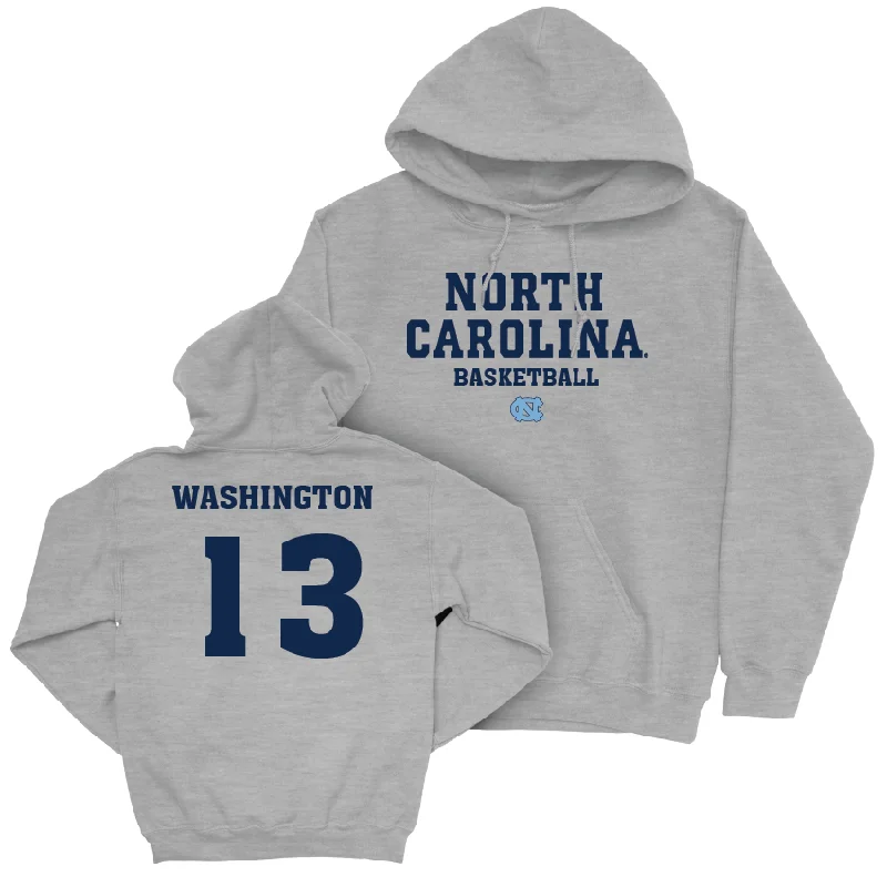 Men's hoodies stretch-comfort -UNC Men's Basketball Sport Grey Staple Hoodie - Jalen Washington