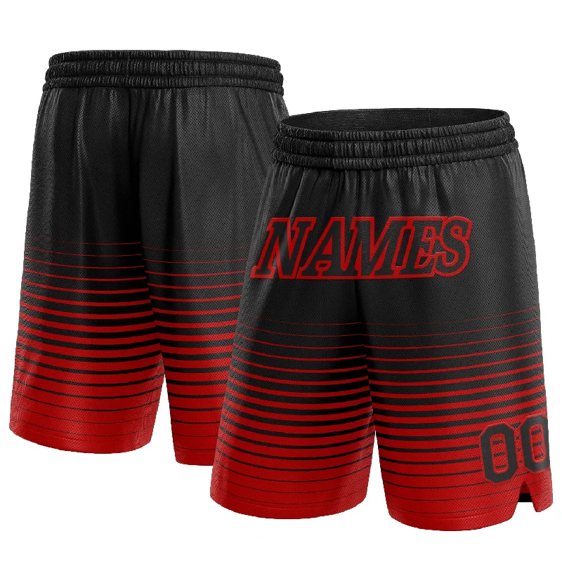 Men's basketball shorts cooling-elite -Custom Black Red Pinstripe Fade Fashion Authentic Basketball Shorts