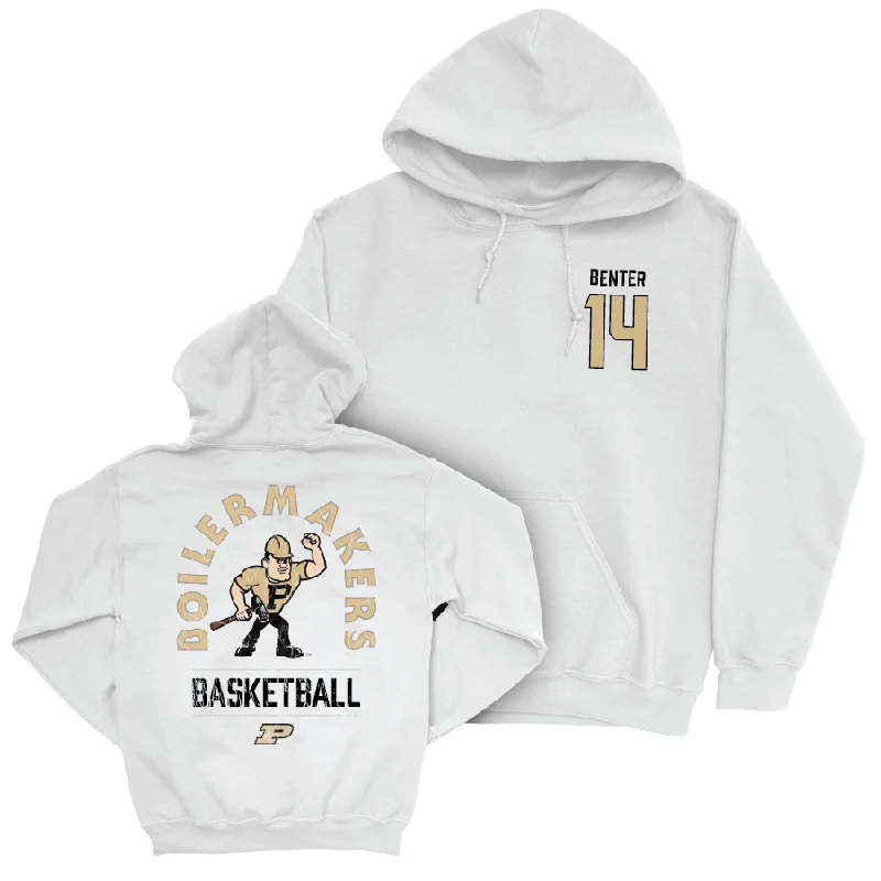 Men's hoodies double-sided -Men's Basketball White Mascot Hoodie   - Jack Benter