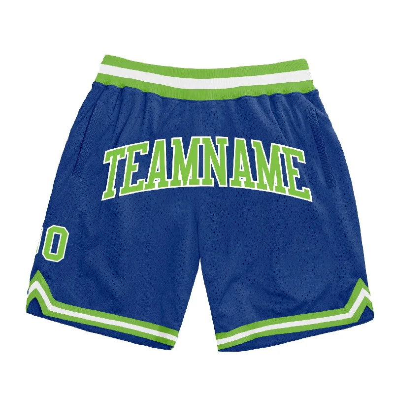 Men's basketball shorts urban-trend -Custom Royal Neon Green-White Authentic Throwback Basketball Shorts