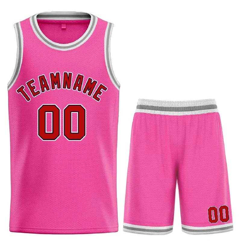 Men's basketball uniform training gear -Custom Pink Maroon-Black Classic Sets Bull Basketball Jersey