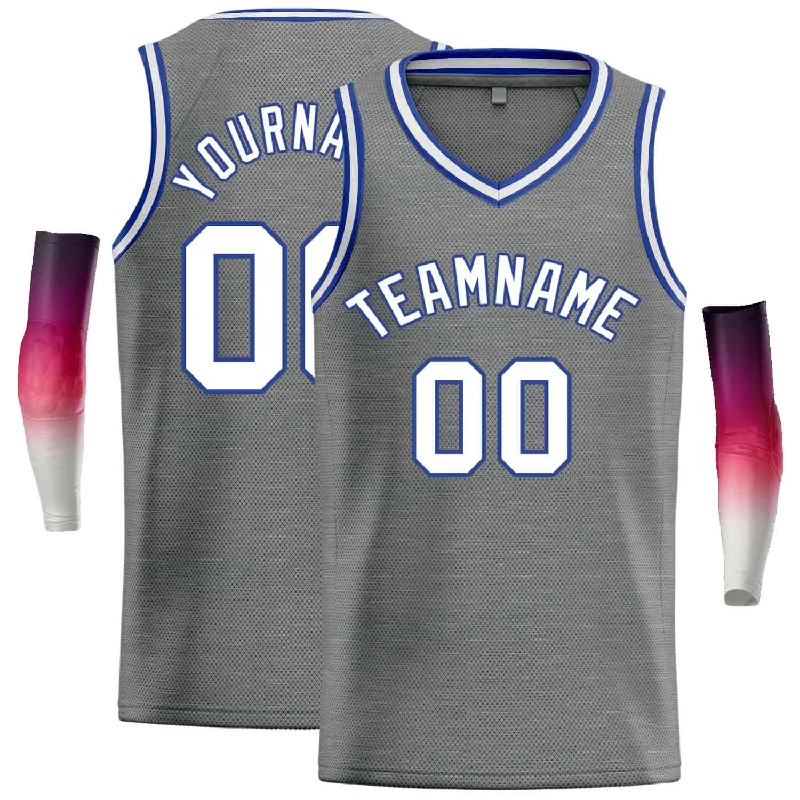 Men's basketball uniform lightweight top -Custom Dark Gray White-Blue Classic Tops Men Casual Basketball Jersey