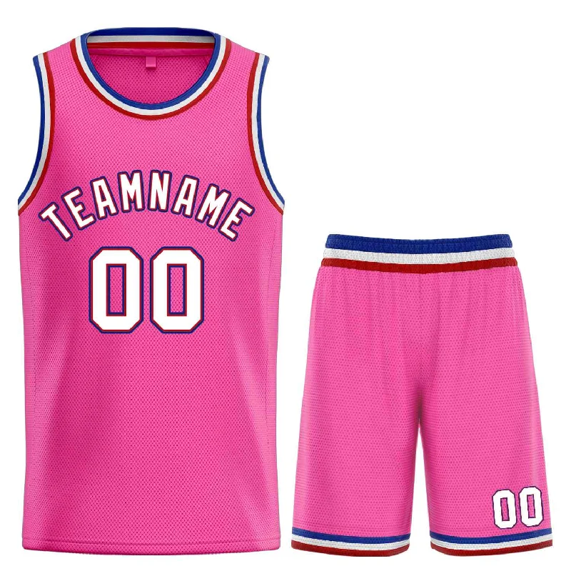 Men's basketball uniform team edition -Custom Pink White-Maroon Classic Sets Bull Basketball Jersey