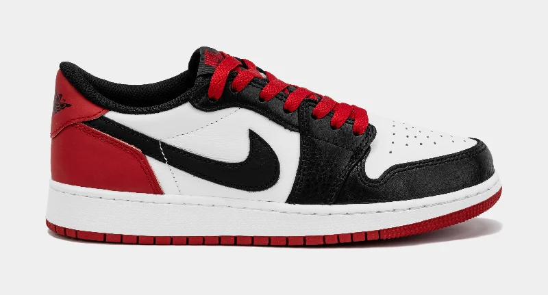 Basketball shoes stylish-cushion -Air Jordan 1 Retro Low OG Black Toe Grade School Lifestyle Shoes (White/Red)