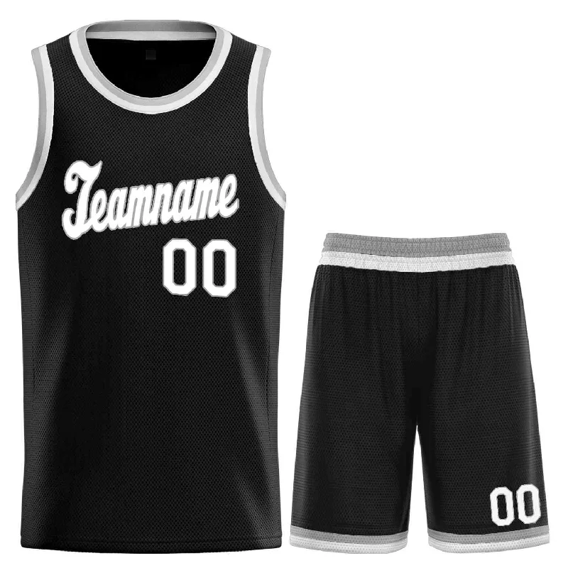 Men's basketball uniform quick dry jersey -Custom Black White-Gray Classic Sets Sports Uniform Basketball Jersey