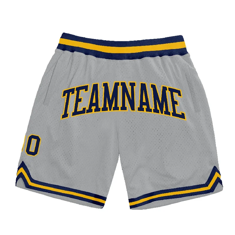 Men's basketball shorts moisture-pro -Custom Gray Navy-Gold Authentic Throwback Basketball Shorts