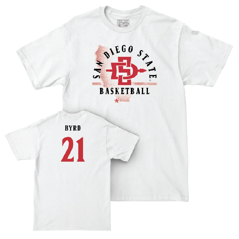 Men's basketball T-shirt team collection -SDSU Men's Basketball White State Comfort Colors Tee - Miles Byrd #21