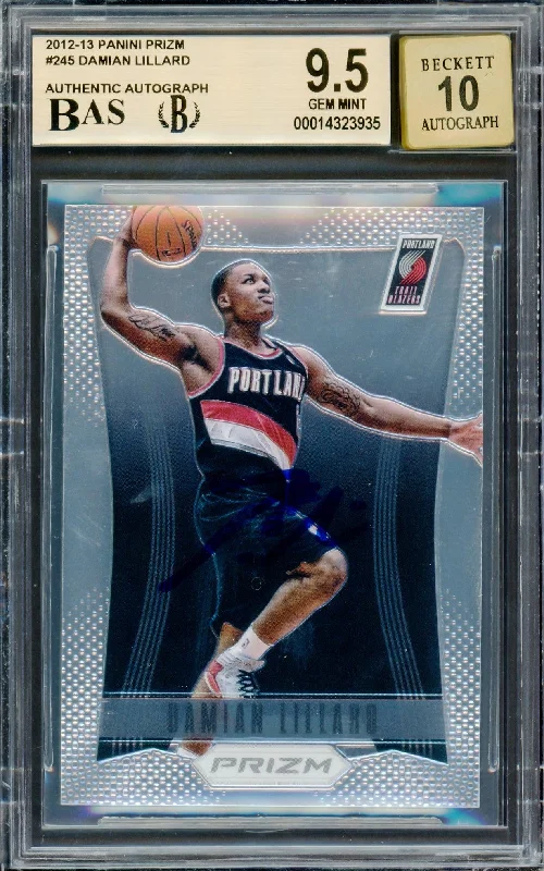 Men's basketball card trendy kit -Damian Lillard Autographed 2012-13 Panini Prizm Rookie Card #245 Portland Trail Blazers BGS 9.5 Auto Grade Gem Mint 10 Beckett BAS #14323935